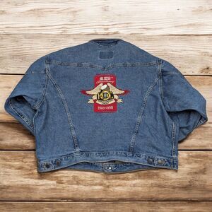 Harley Davidson Vintage Jean Jacket XL Owners Group 1983-1998 Leather Collar HOG
